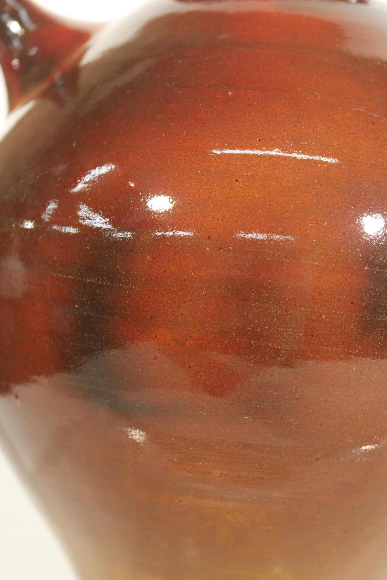 Vintage gargoulette jug in orange enamel ceramic France XXth