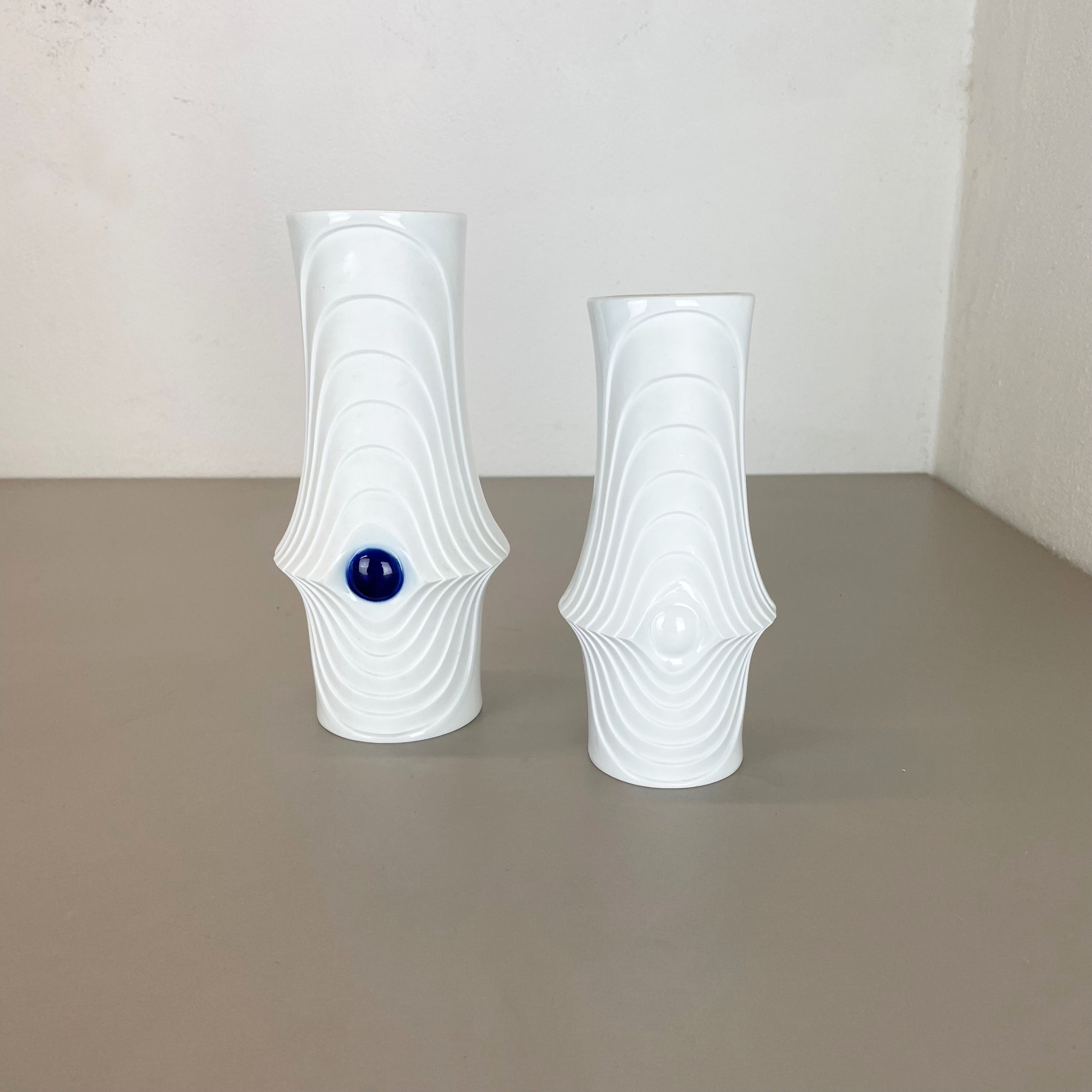 Set of 2 Original Porcelain Op Art Vase Made by Royal Bavaria KPM Germany, 1970s