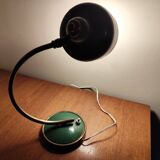 Vintage Scandinavian Art Deco desk lamp from the 40s, golden brass, retro, moon shape, swan neck