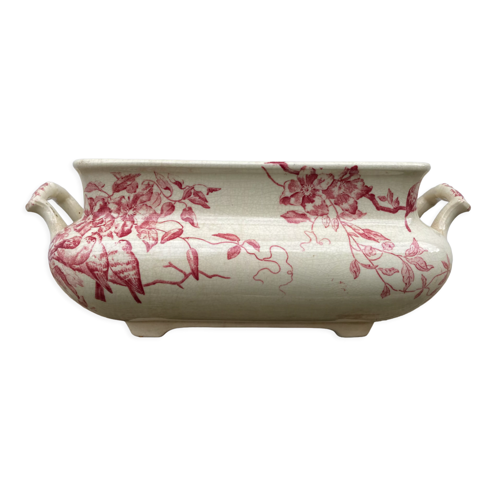 Iron earthenware tureen, antique centerpiece