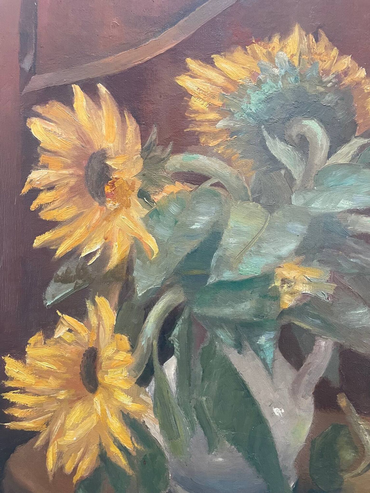 Tableau nature morte aux tournesols XXe