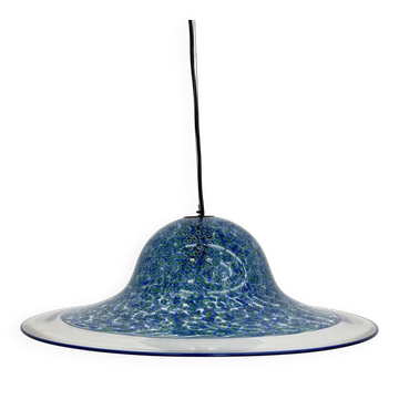 Blue Murano glass hanging lamp Neverrino by Gae Aulenti for Vistosi Italy, 1970s