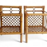 Mid-Century Bamboo and Rattan Nightstands, Spain, Hand-Crafted, 1970s