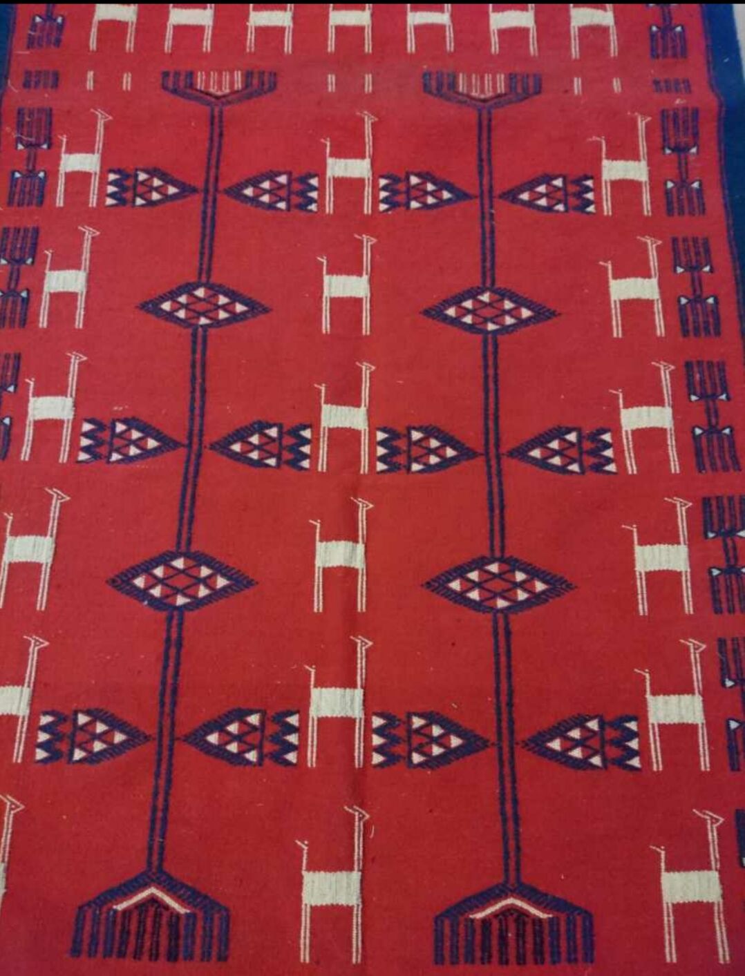 Red wool kilim rug - 100x180cm