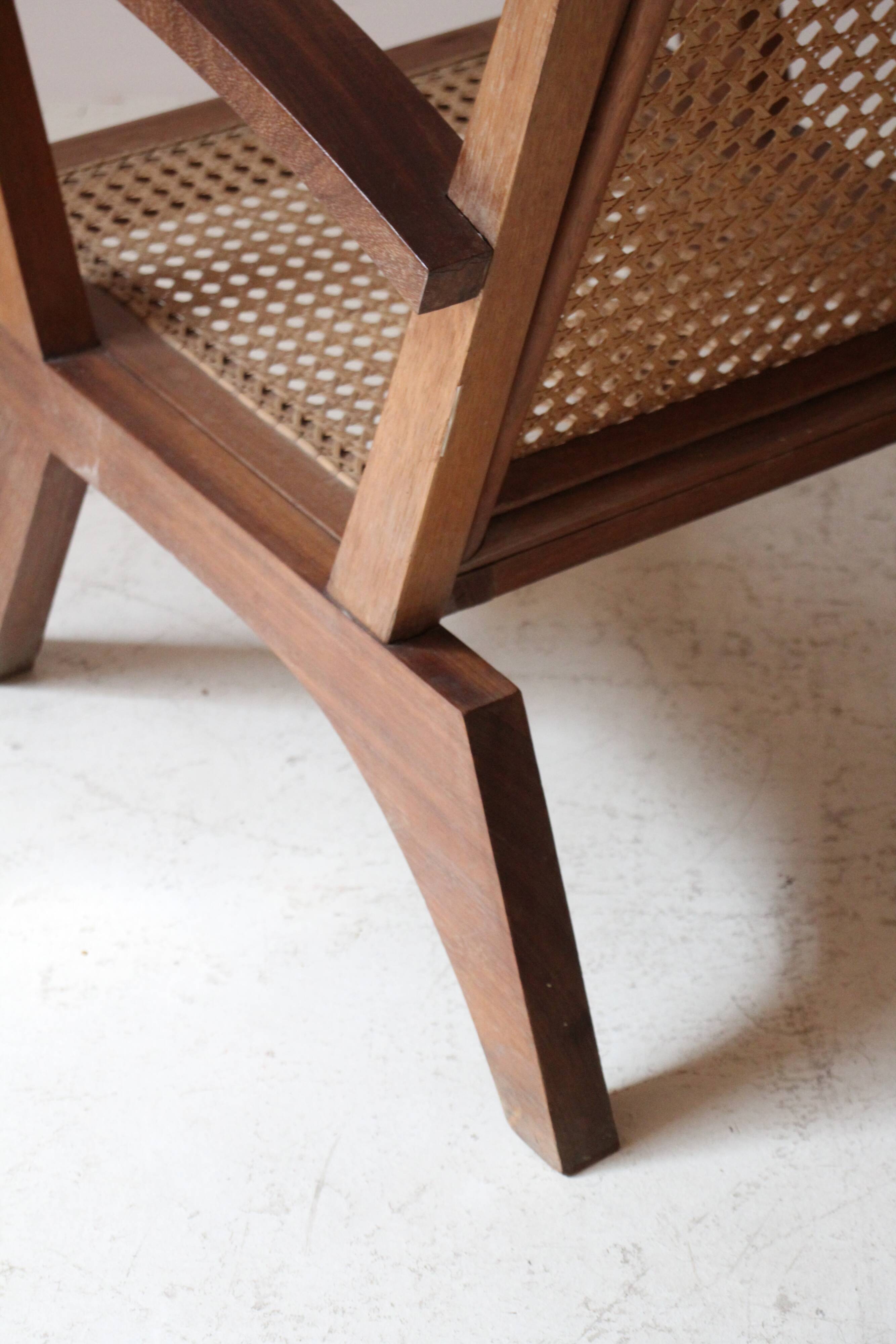 Fauteuil en bois et cannage, 1954