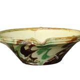 French antique ceramic bowl with jaspe glaze, Savoyard