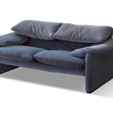 Sofa "Maralunga" by Vico Magistretti edition Cassina velvet bicolor