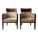 Pair of Art Deco Montbel dining chairs in beige velvet