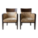 Pair of Art Deco Montbel dining chairs in beige velvet
