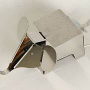 80s heavy metal chrome elephant floor lamp as side table Postmodern design