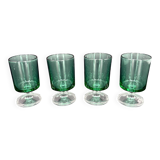 4 vintage green glass goblets on a stem – 1960s/70s