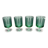4 vintage green glass goblets on a stem – 1960s/70s