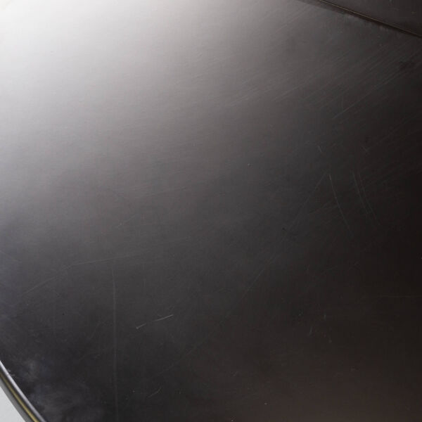 table à manger ronde bauhaus extensible noir et chrome des années 80