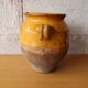 Small old yellow glazed terracotta pot