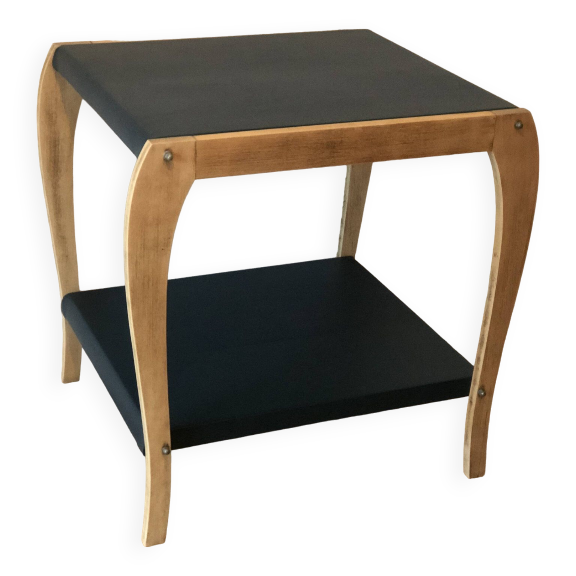 Art Deco trolley 50s wood and petrol blue