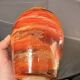 Antique Lacquered Orange Glass Vase Signed Jean Noel Bouillet