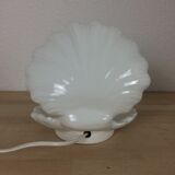 Opaline seashell and pearl lamp, white ceramic