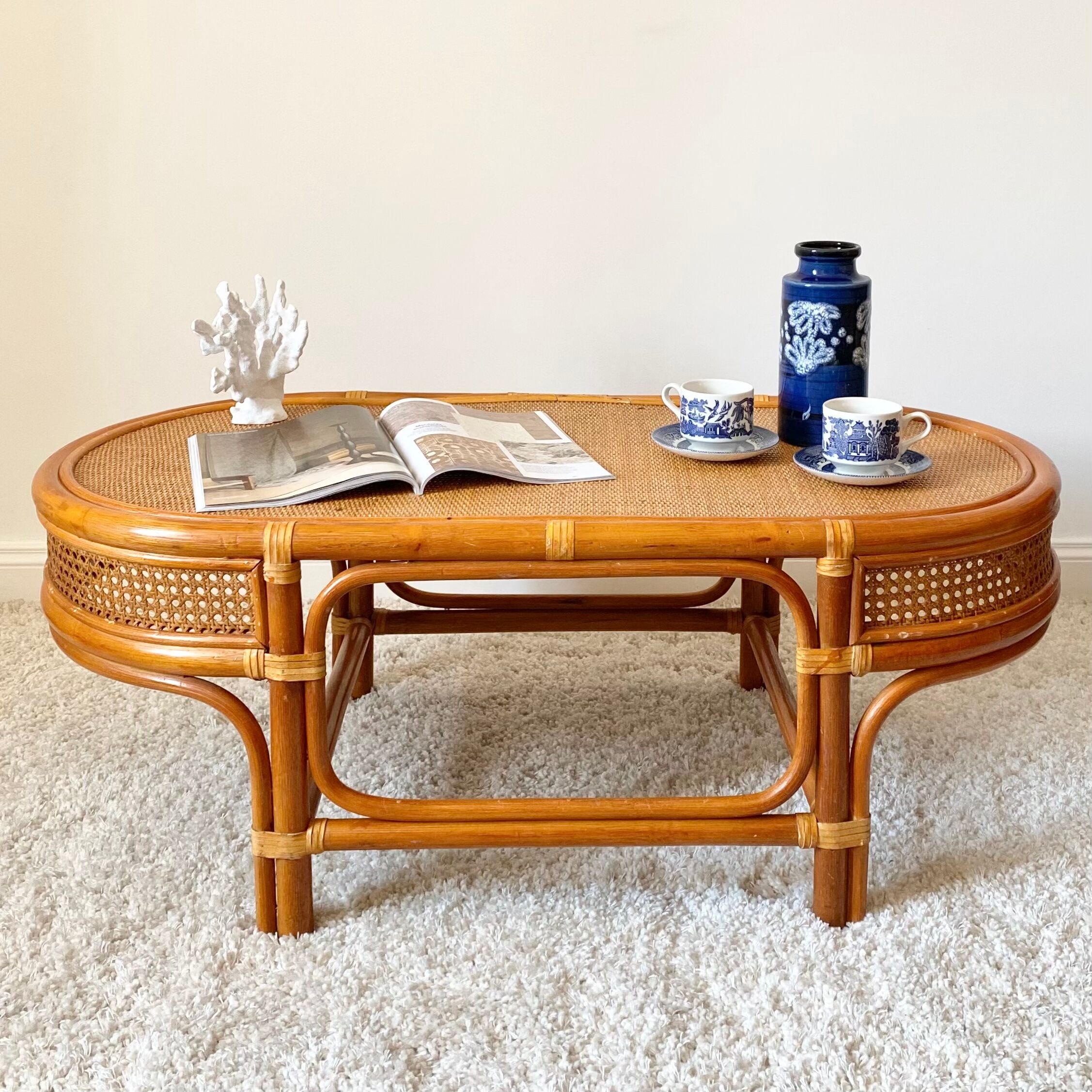 Vintage rattan coffee table
