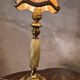pair of green and brass onix lamps 1970, elec ok 35x14
