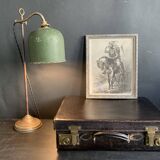 Small black grained leather travel suitcase from the 1920s