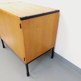 Vintage ARP Minvielle sideboard by Guariche Mortier Motte in light wood and black metal