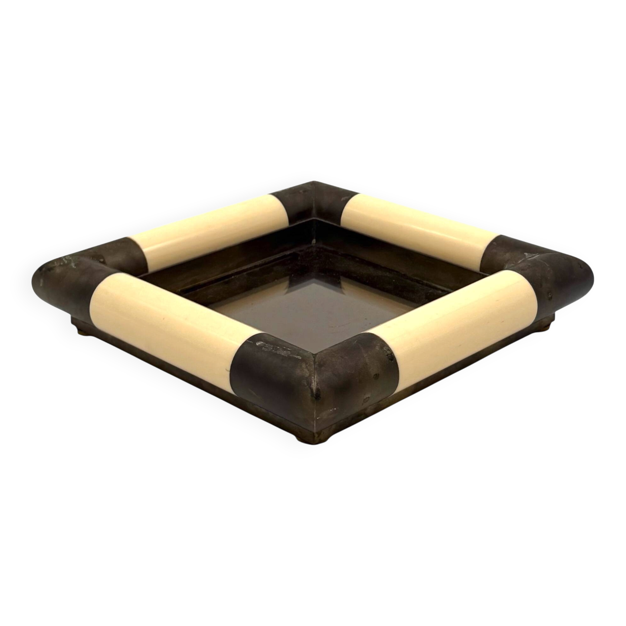 Tommaso Barbi, mid-century mirrored brass vide poche, Italy 1970