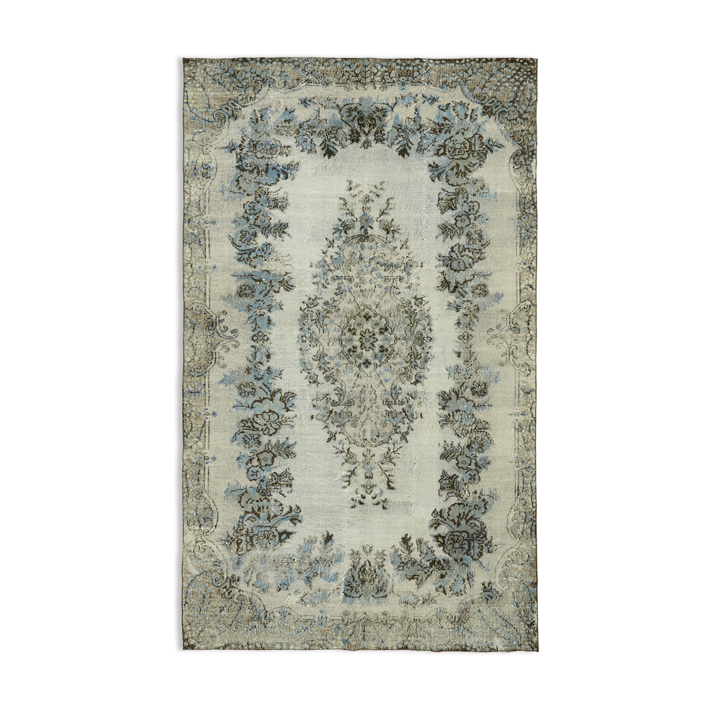 Hand-knotted antique turkish 1970s 173 cm x 284 cm blue carpet