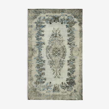 Hand-knotted antique turkish 1970s 173 cm x 284 cm blue carpet