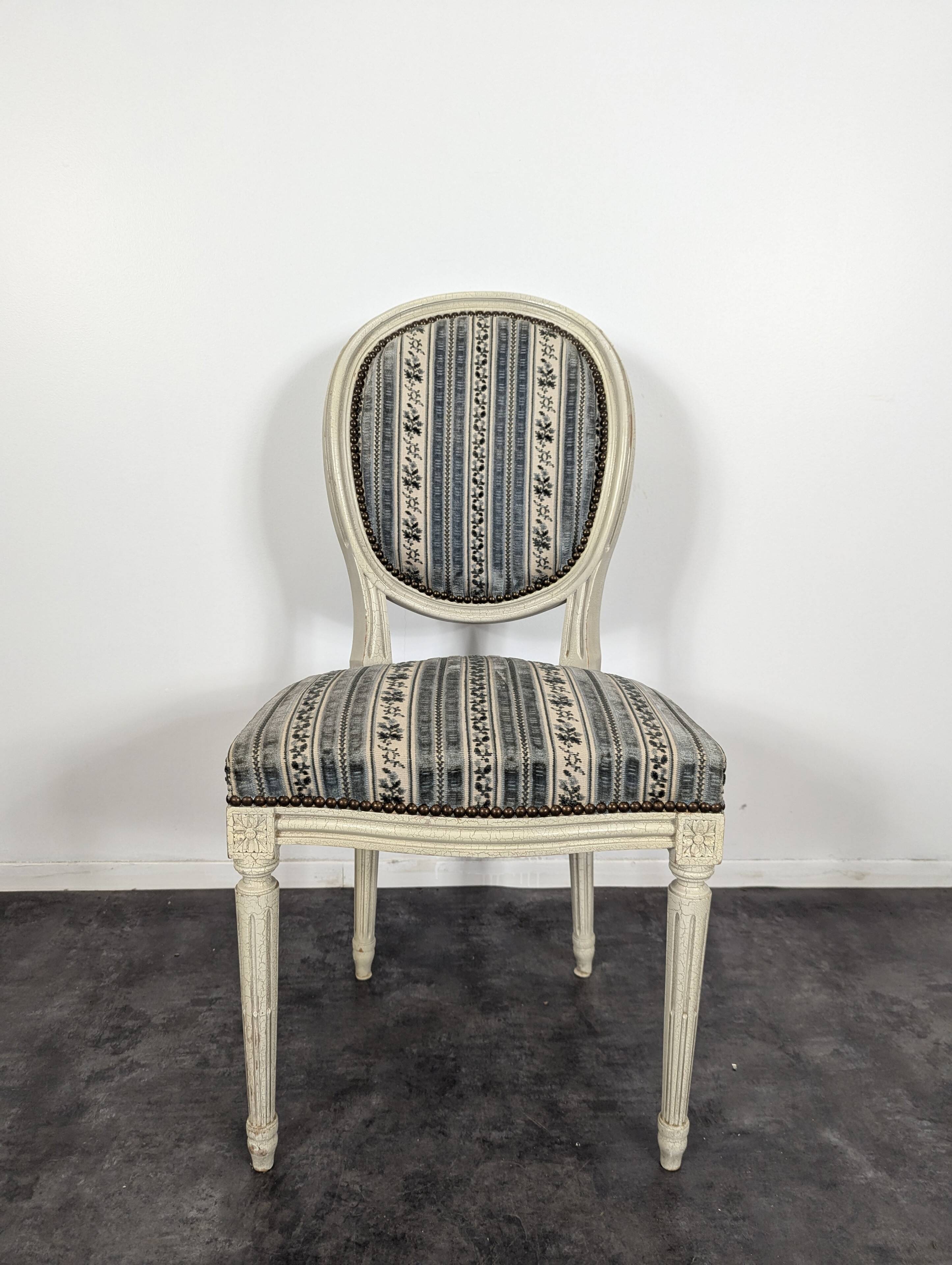 White lacquered Louis XVI style medallion chair