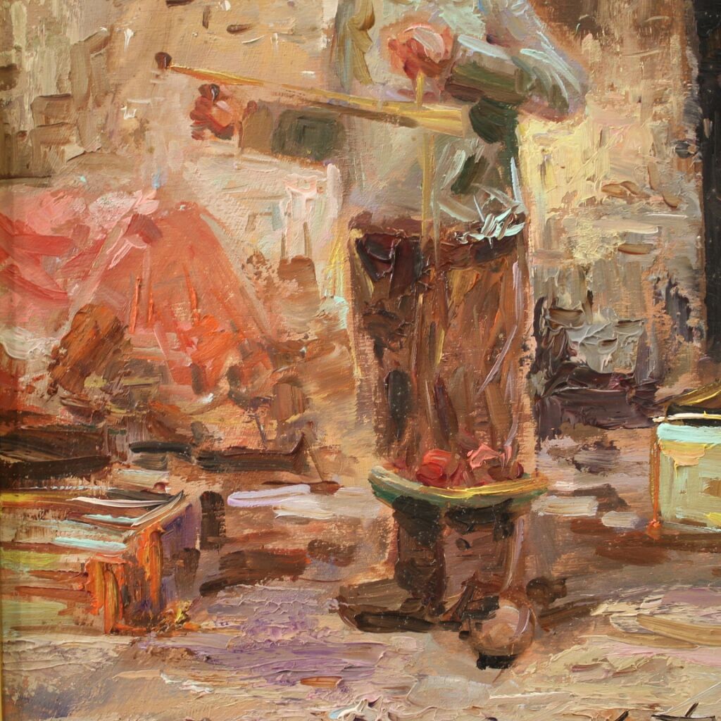 Painting signed in the impressionist style from 20th century