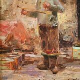 Painting signed in the impressionist style from 20th century