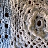 Set of 2 vintage crochet placemats - white, pink and blue