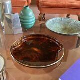 Hollywood regency brass and tortoiseshell lucite tray, Guzzini Italy 1970s
