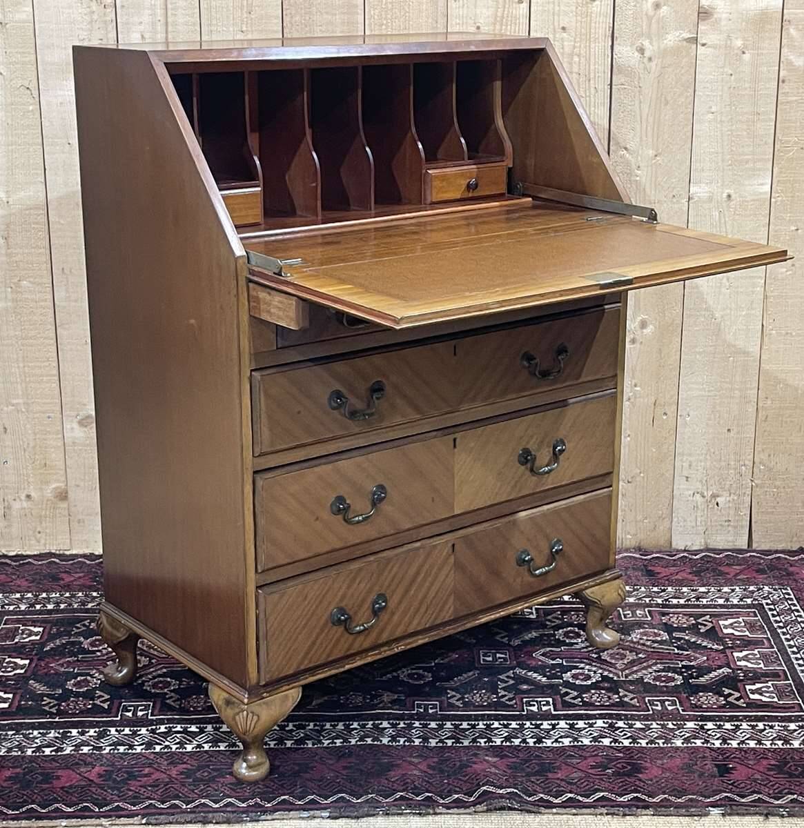 1950s English mahogany secretary.