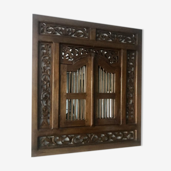 Window mirror solid exotic wood carved