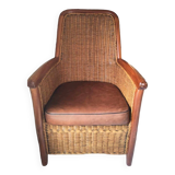 Fauteuil en rotin et osier vintage