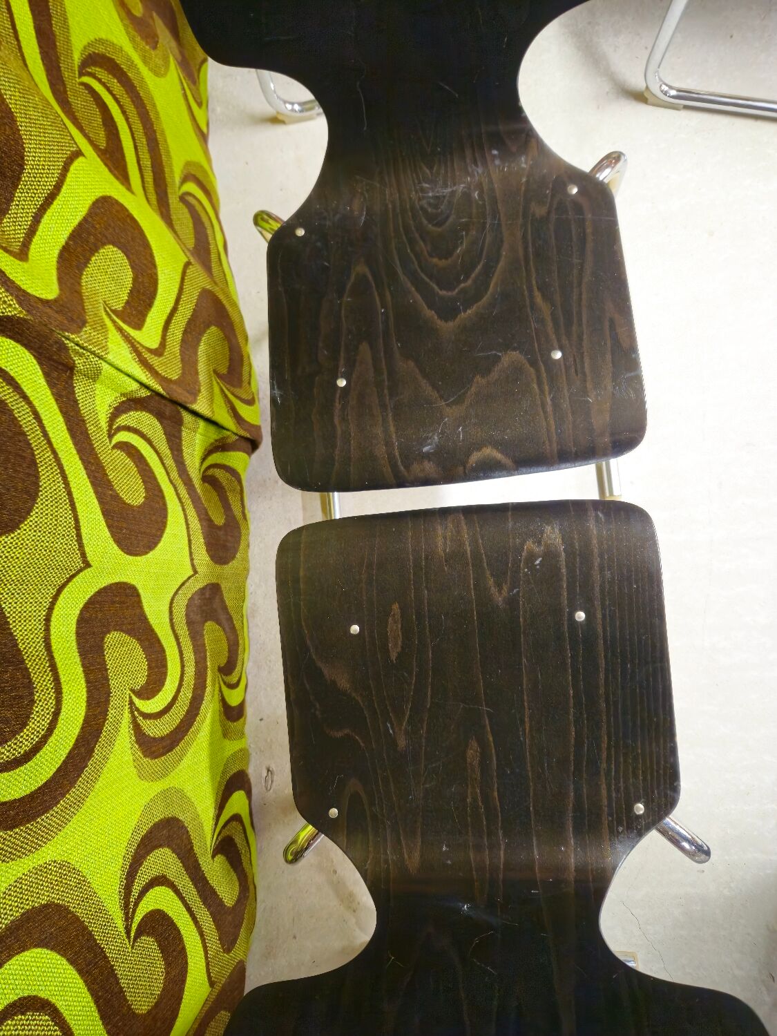 Lot of 10 Vintage 1970s Stacking Chairs