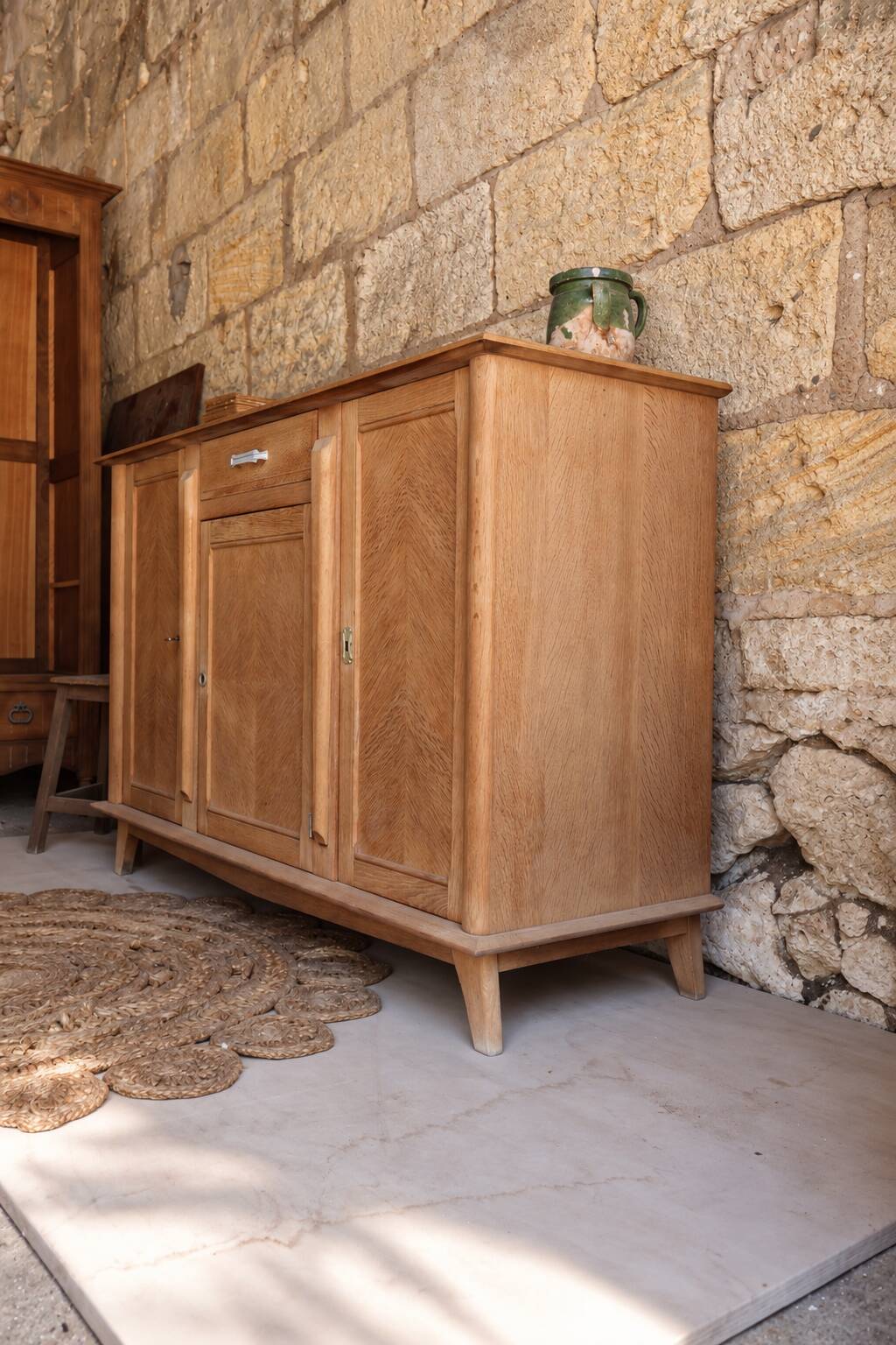 Large Art Deco oak buffet – Chevron veneer