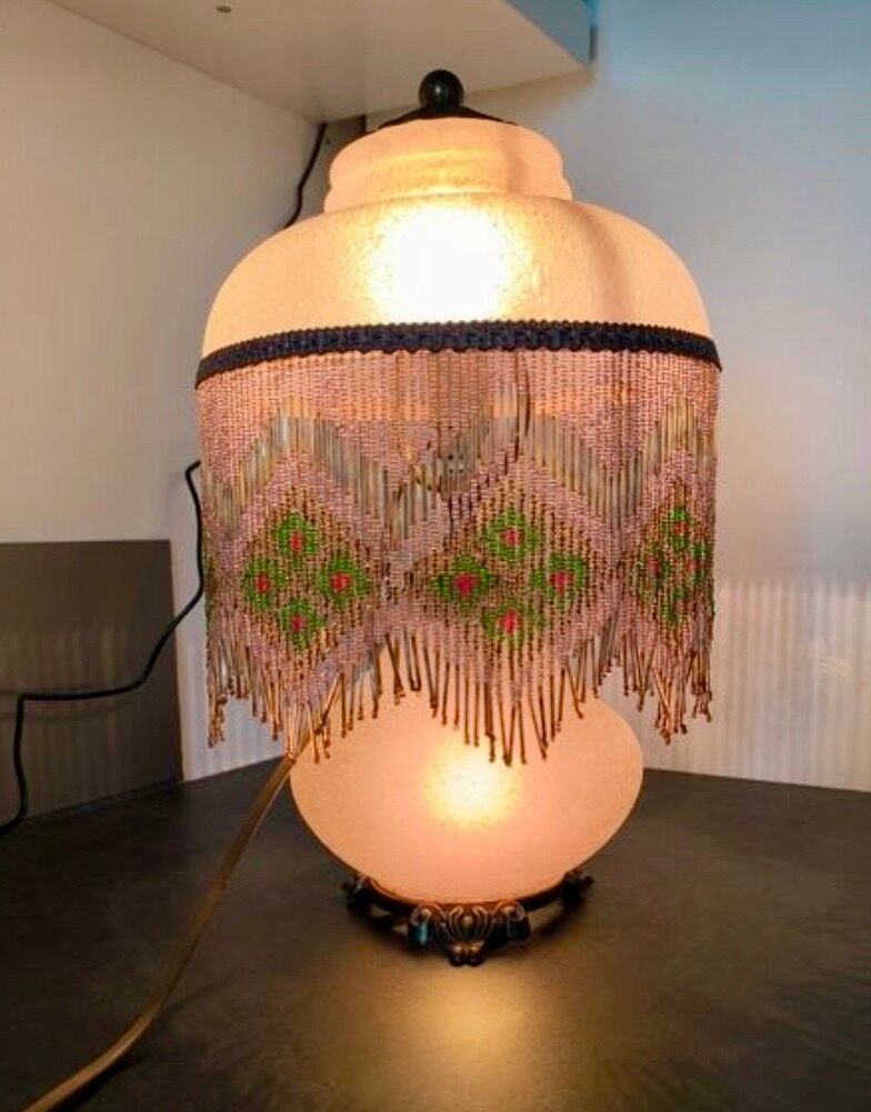 Lampe de table Vetri Murano VM 048, frange de perles Art Déco