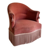 Pink-orange velvet tub chair