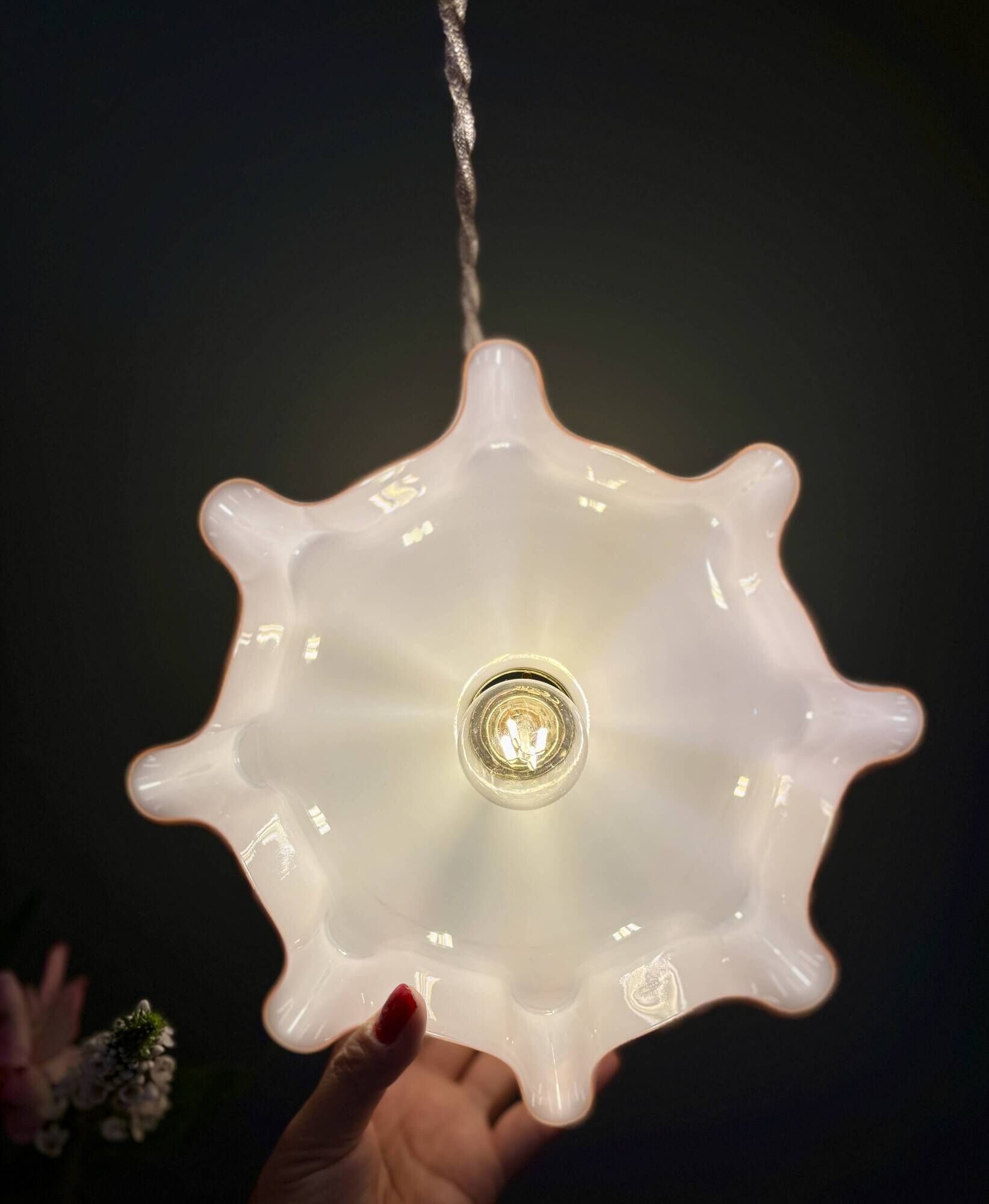 Vintage pink opaline pendant light