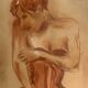 Signed pastel painting, female portrait, Belle Epoque “The Corset”