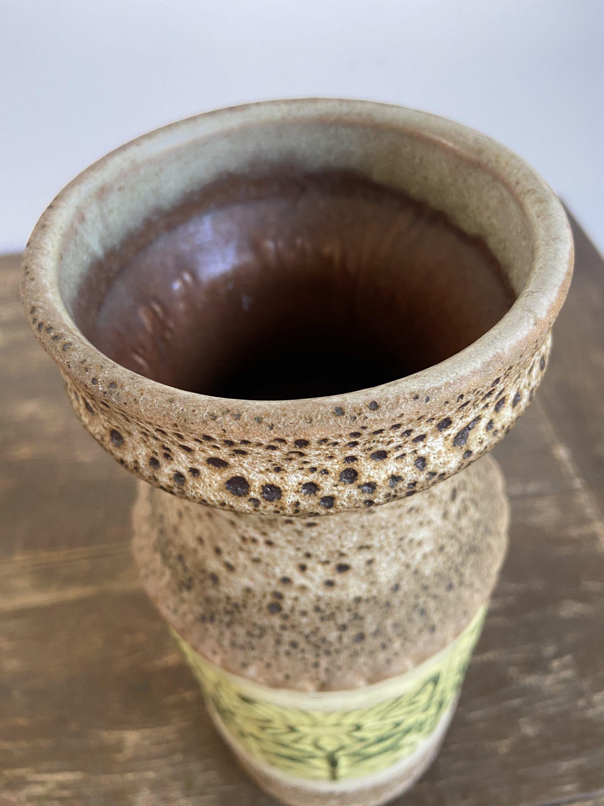 Fat lava style vase and flowers in relief west germany