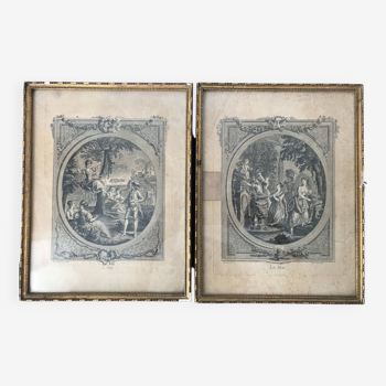 Paire de gravures du 18ème siècle par Jean Dambrun d’après Queverdo
