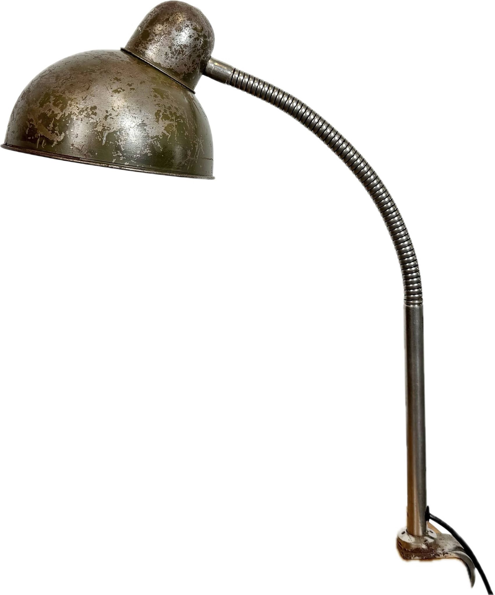 Lampe de table à col de cygne d'atelier industriel, années 1960