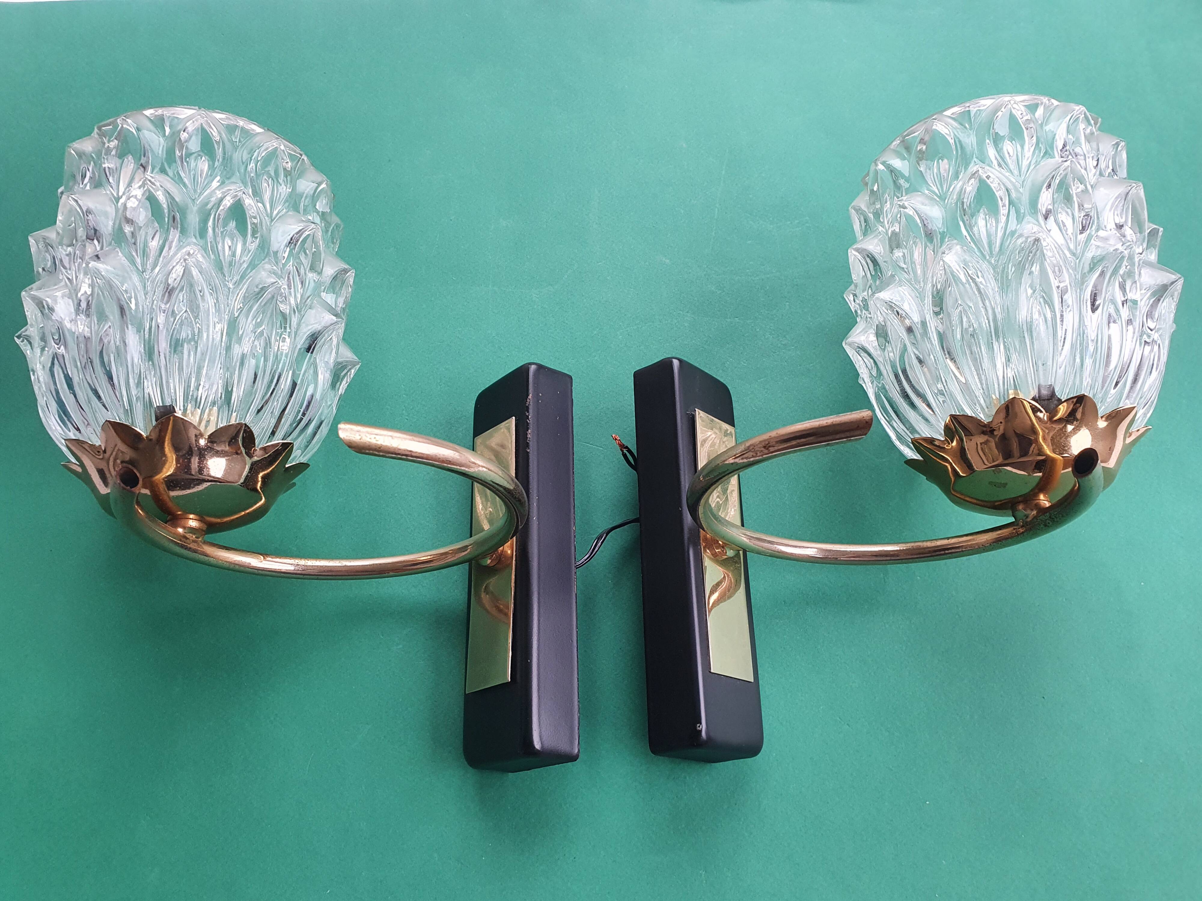 Pair of 1950s gold wall lights