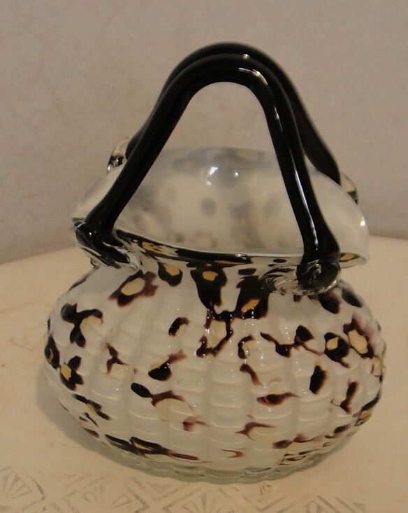 handbag basket vase hand blown Murano glass