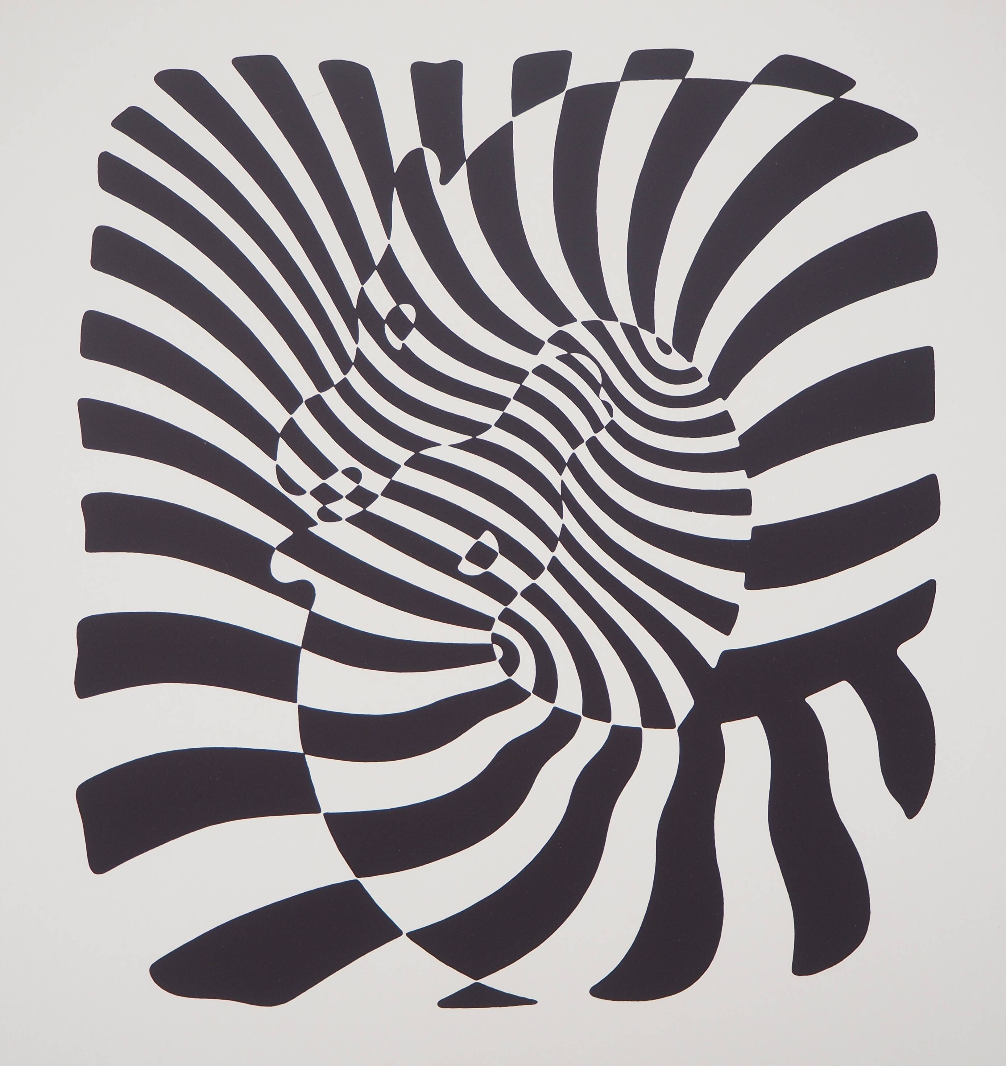 Victor vasarely : couple de zèbres - sérigraphie originale signée