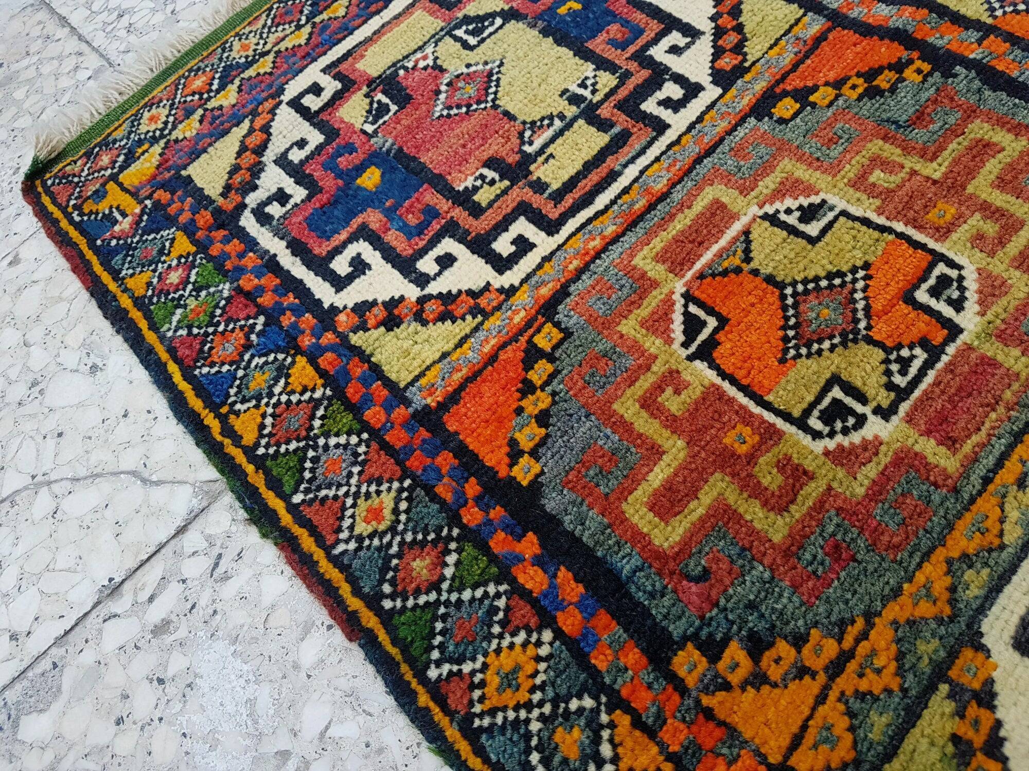 Vintage Turkish handmade rug 56x100 cm