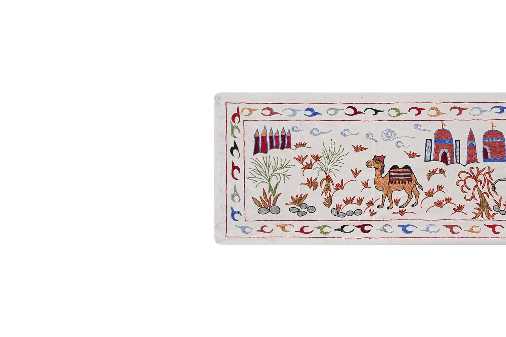 Vintage hand-embroidered tablecloth 51x188 cm